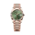 Rolex Day-Date 128235-0089 Olive Green Everose Gold 36mm Women’s Watch