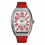 Franck Muller Vanguard V 32 Qz Ac Rg White Dial Red Numerals 32Mm Stainless Steel Red Leather Straps Ladies Watch