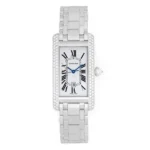 Cartier Tank Americaine 18K White Gold Factory Diamond Bezel Ladies Watch