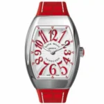Franck Muller Vanguard V 35 Qz Ac Rg White Red Numerals Master Of Complications 35Mm Stainless Steel Red Leather Straps Ladies Watch